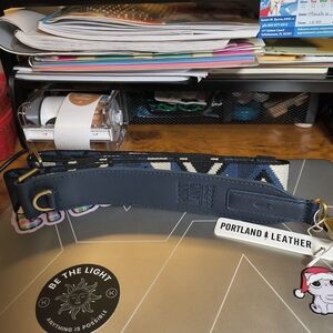 Portland Leather Blue, White And Black Patterned Strap